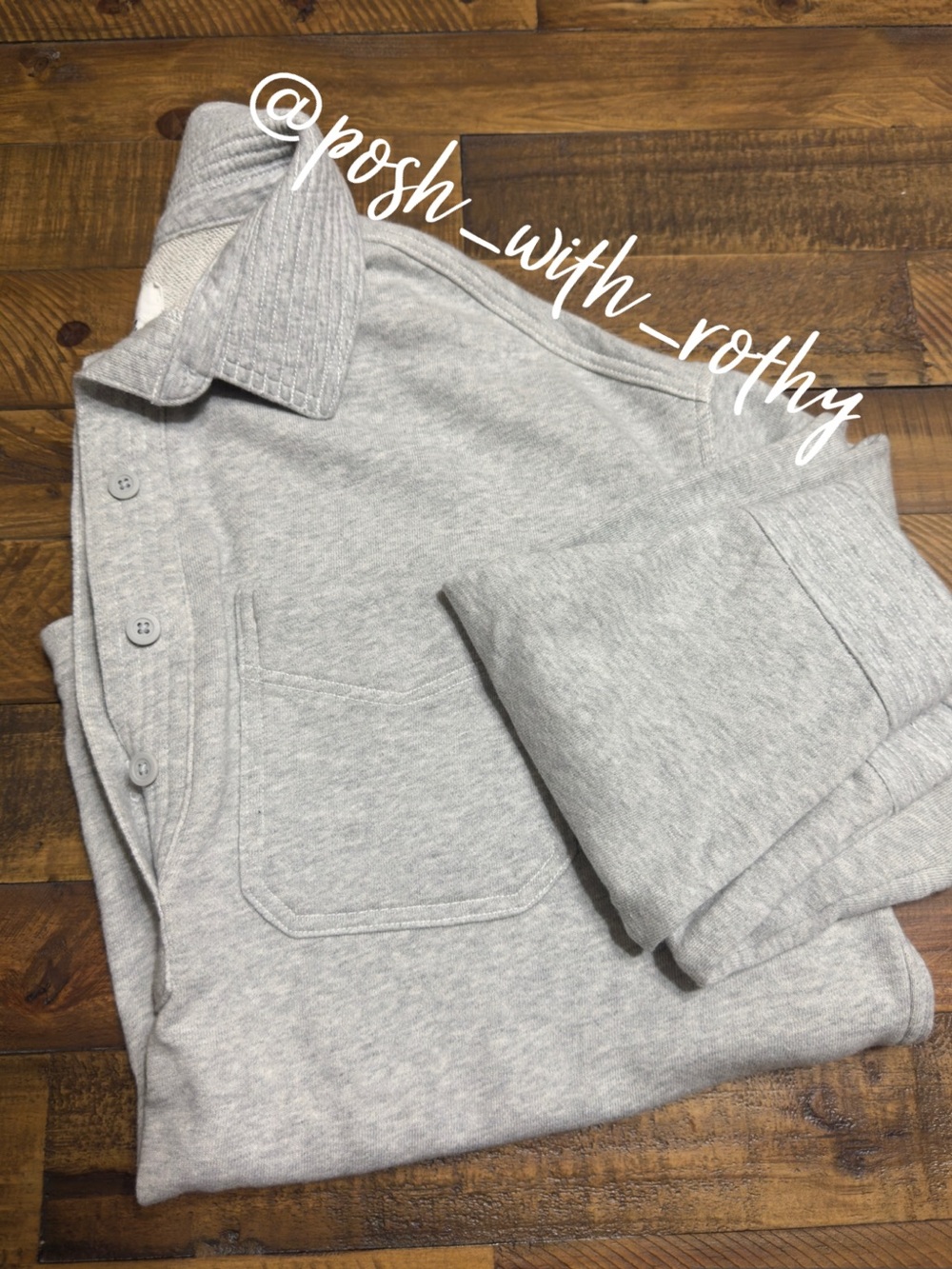 Aerie Oversized 3/4 Button French Terry Sweatshirt, M - Picture 6 of 7